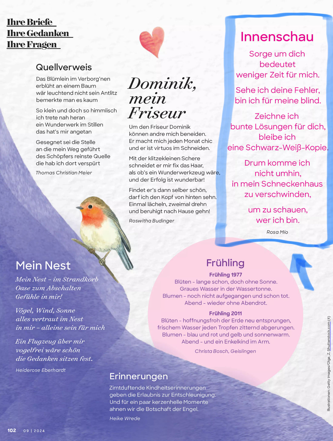 Gedicht „Innenschau“ in der Zeitschrift Frau im Leben 9/24